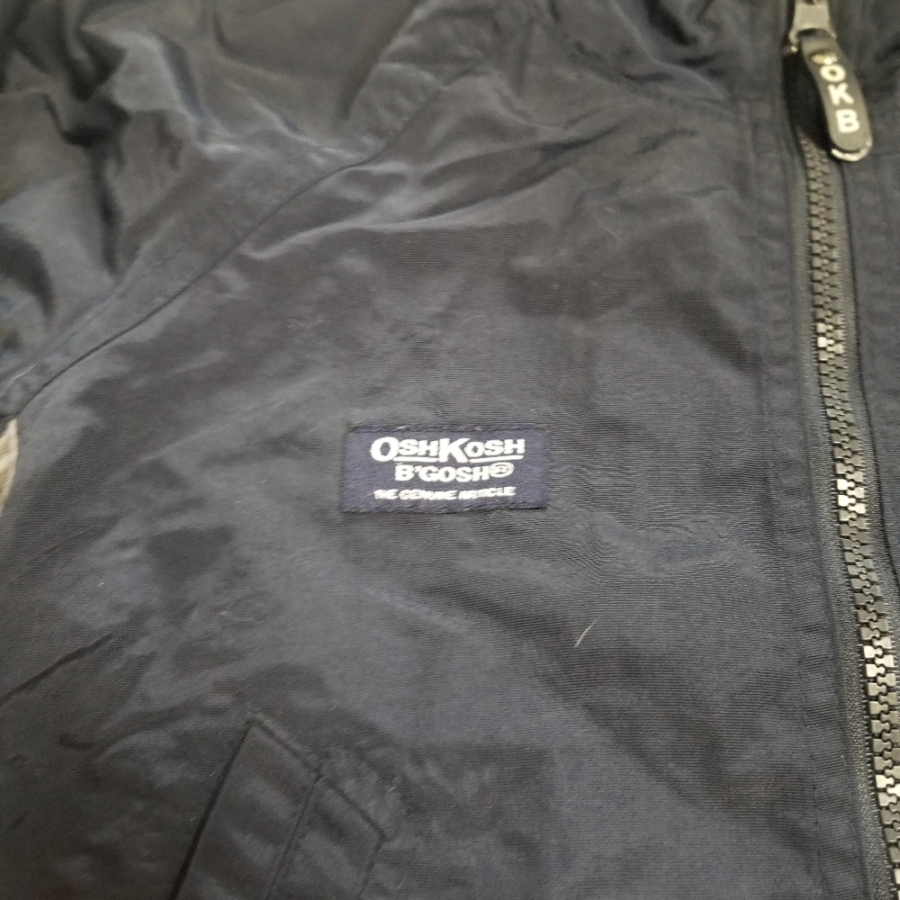 💕 OshKosh Bosh Dark Blue Gray Classic Hoodie Jacket Pockets WindBreaker Spring - Picture 4 of 8